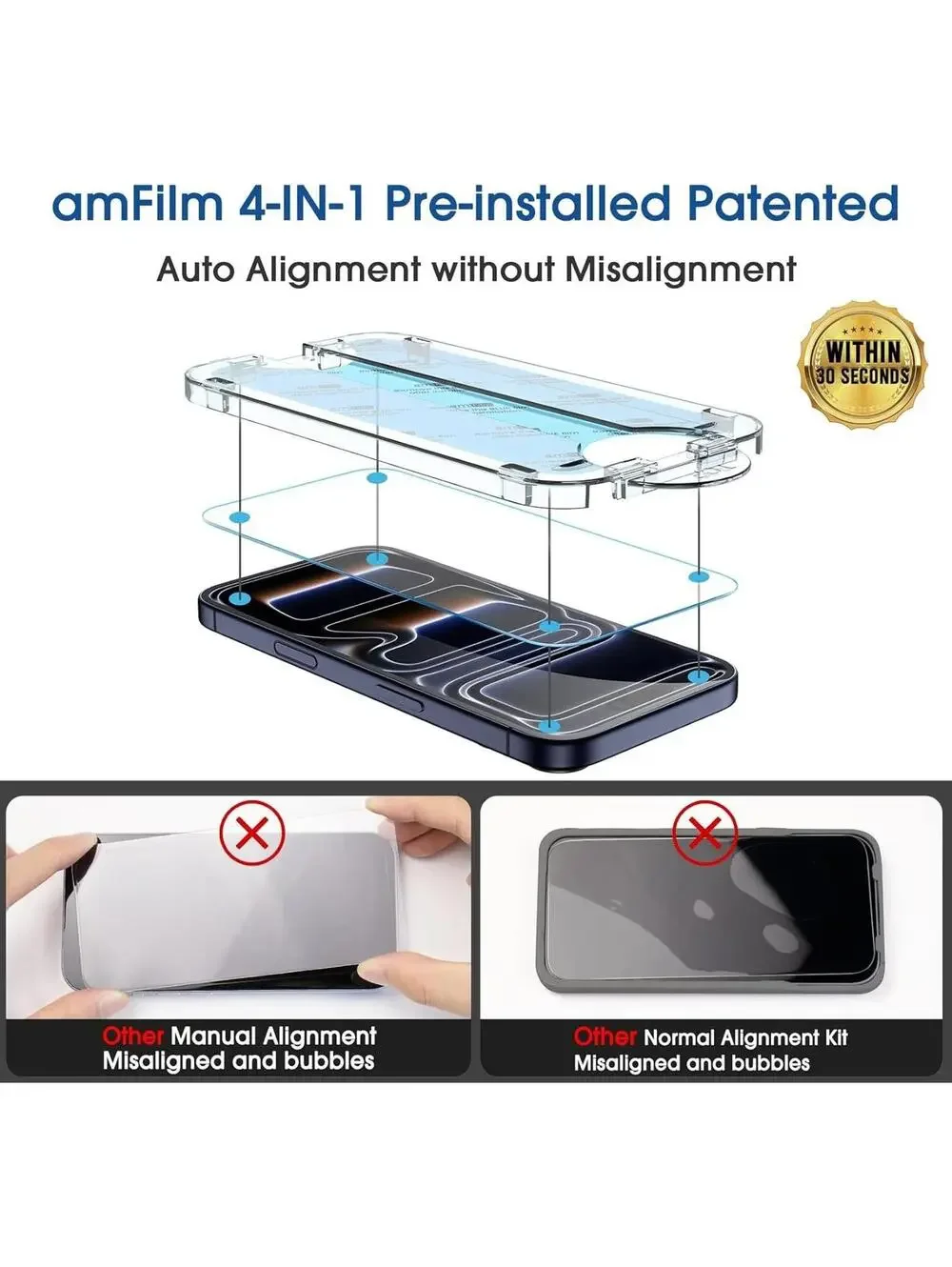 (2+4pack) amFilm for iPhone 17 Pro Max-OneTouch Glass Screen Lens Protector 6.9